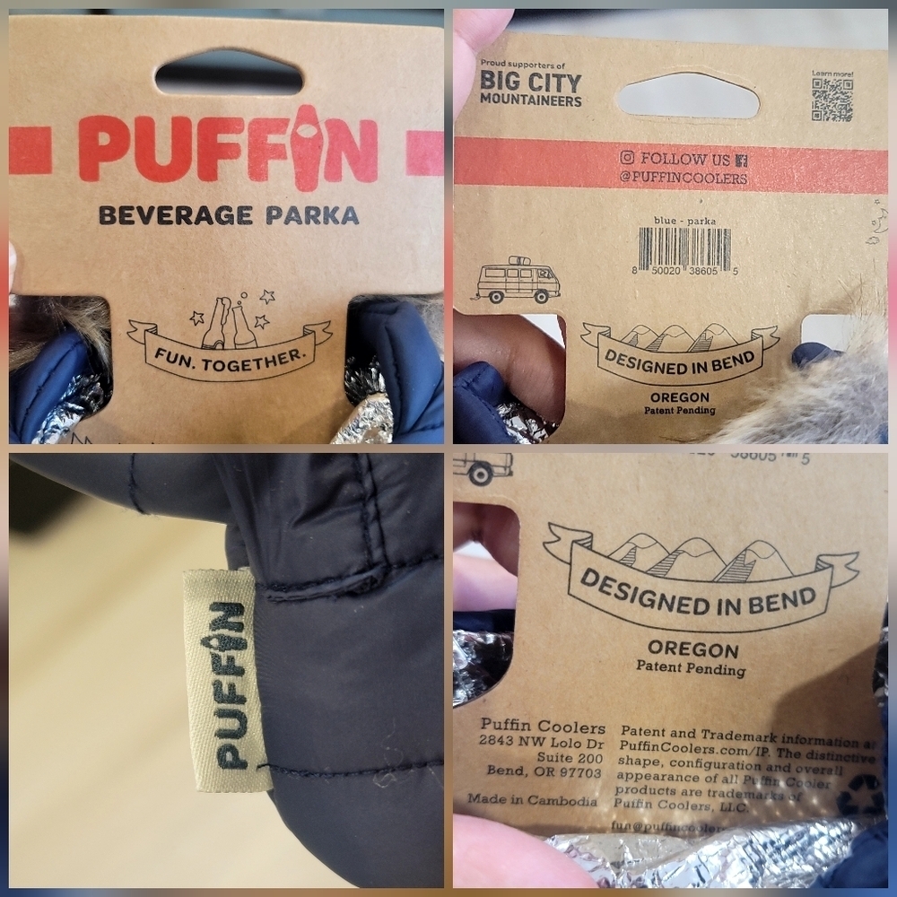 PUFFIN X EDDIE BAUER + KOHL'S Can Cooler Puffer Park , wine bottle X mas cover - Picture 6 of 16